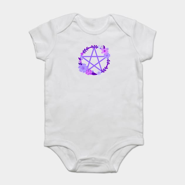 Purple Floral Pentacle Design Cheeky Witch® Baby Bodysuit by Cheeky Witch